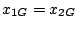 $x_{1G}=x_{2G}$