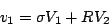\begin{displaymath}
v_{1}=\sigma V_{1}+RV_{2}\end{displaymath}